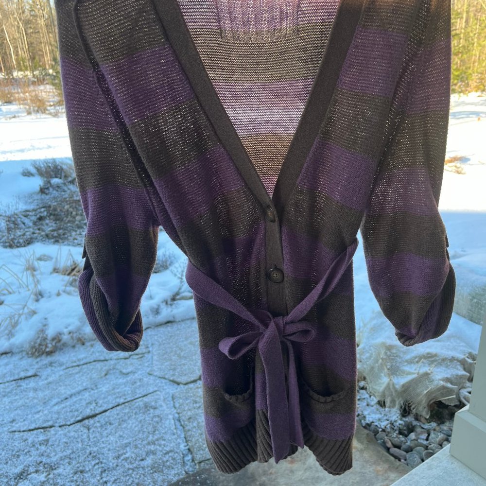 GAP Purple and Brown Striped Cardigan - Picture 11 of 12